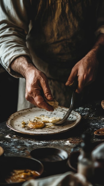 Chef preparing dish